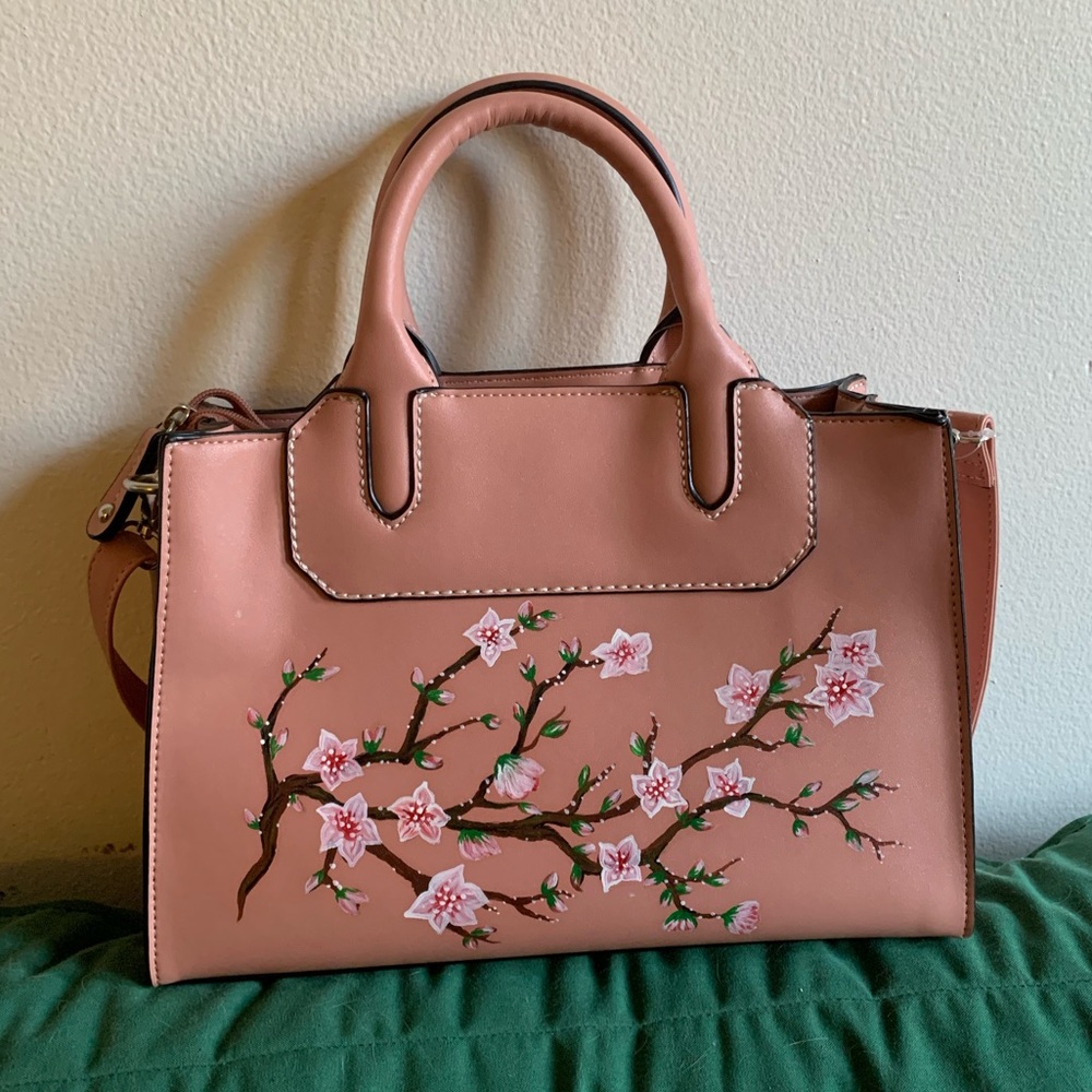 Hand painted Cherry Blossom London Fog handbag